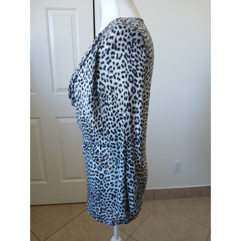 Michael Kors Womens M Leopard Cowlโ Neck Top Long Sleeve Stretch Sexy Evening - Picture 5 of 15